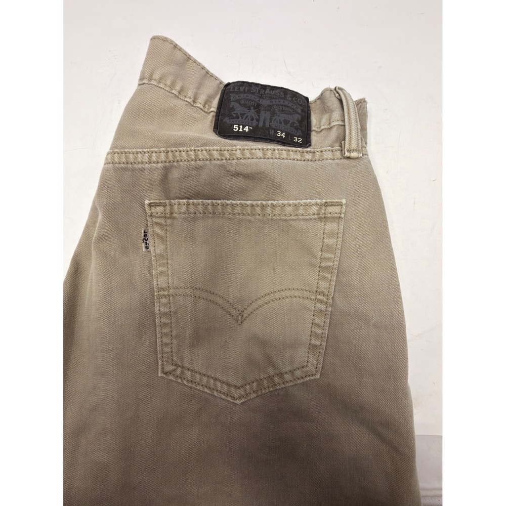 Levis 514 Straight Jeans Mens 34x32 Khaki Tan‎ 100% Cotton Pants
